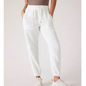 Athleta white linen joggers